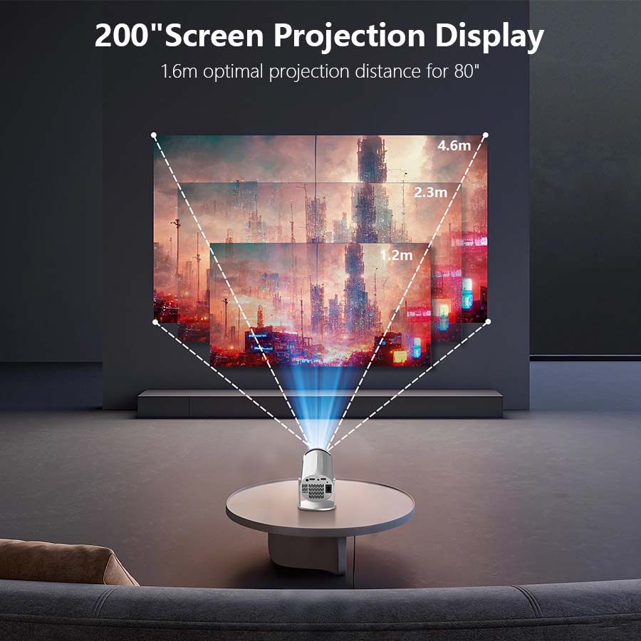 XBJ Super Mini Projector with WIFI 6 and Bluetooth - Portable 4K 1080P Supported Projector with Built-in App, Android 11, 350 ANSI, Auto Keystone Correction - Perfect Christmas Gift for Laptop, PC, and Smartphone Users